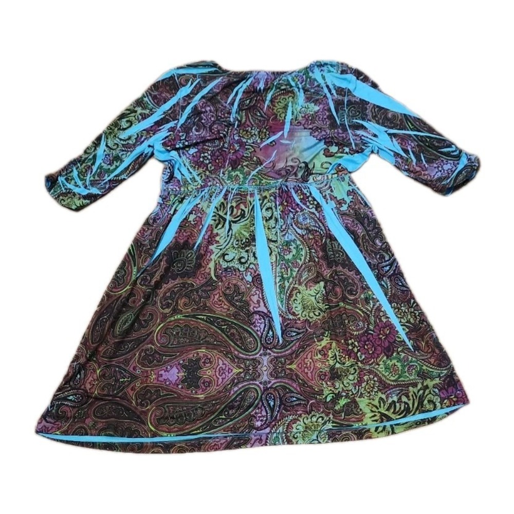 APT 9 Womens Multicol Top  Dress Tattoo Print V Neckline 3/4 Sleeve Size  Medium - Picture 10 of 16